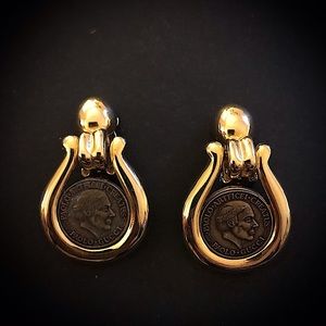 90’s Good-tone Coin Doorknocker Earrings